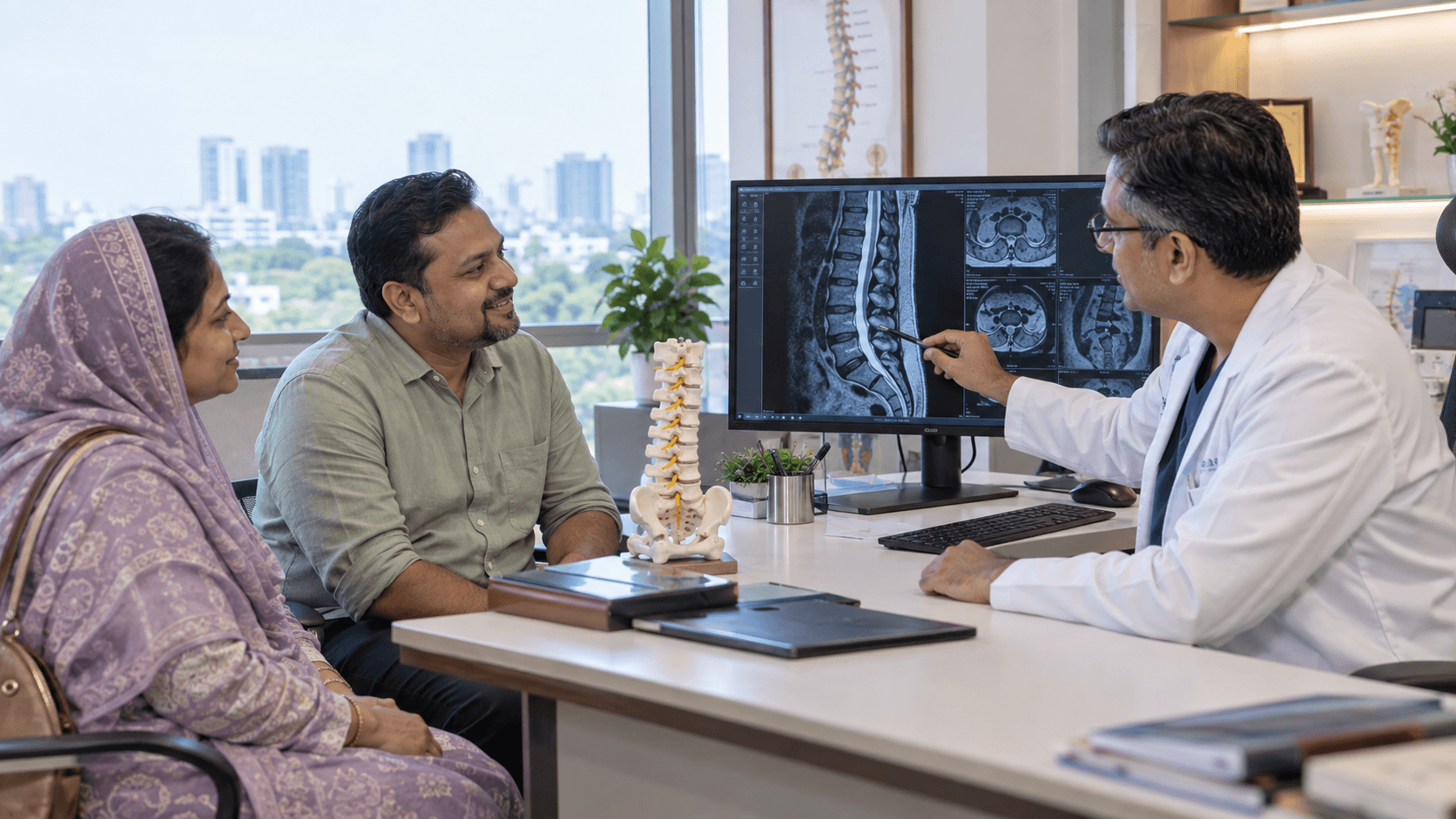 Specialist explaining medical scans during a consultation